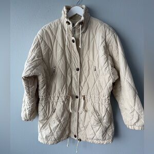 Bogner vintage cream tan quilted puffer winter coat Women’s sz 10